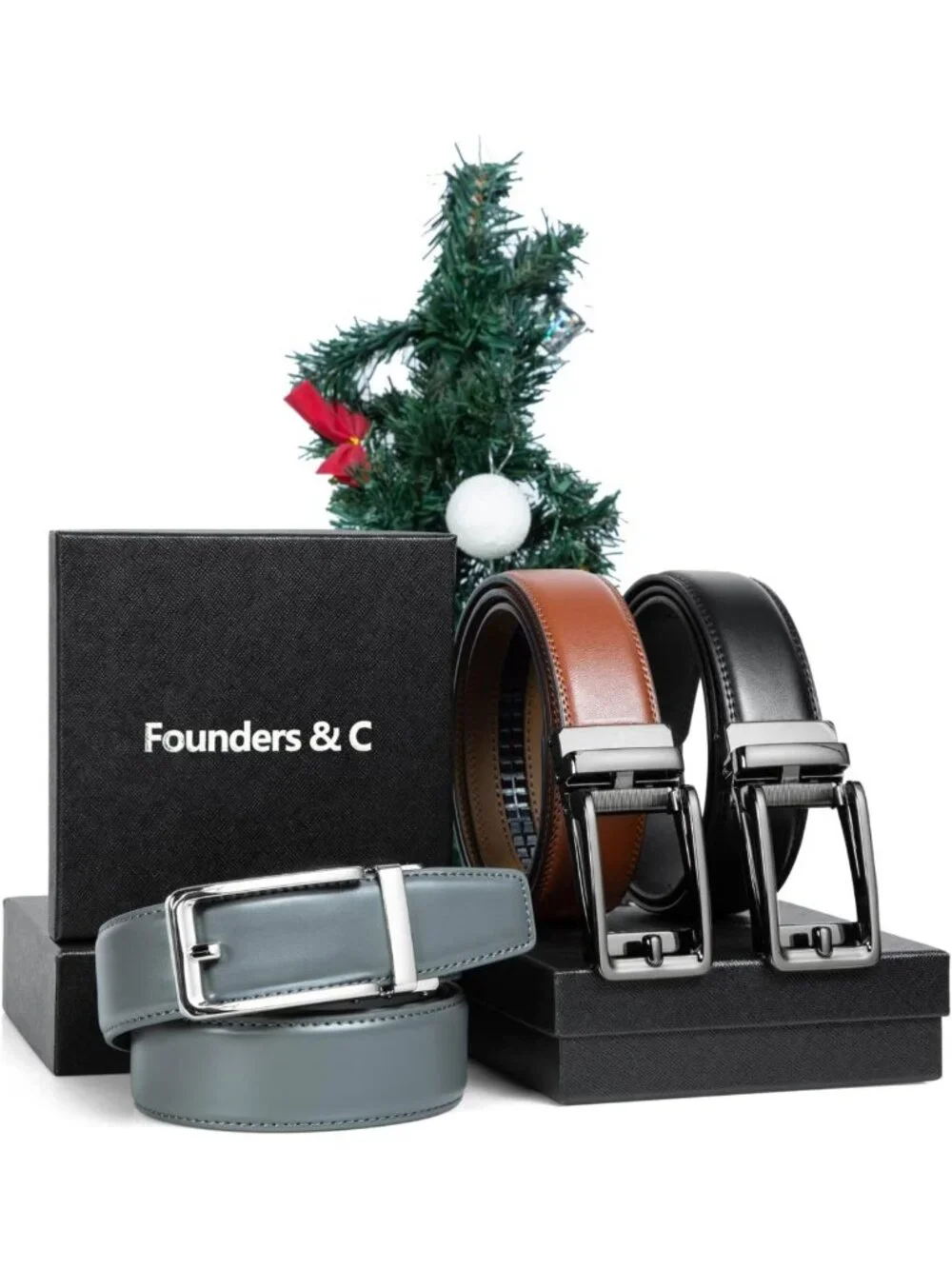 Men's Leather Ratchet Comfort Click Belt - Adjustable Dress Belt with Slide
